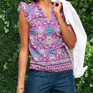 Talbots Multicolor Patterned Paisley Sleeveless Top- M (Medium)